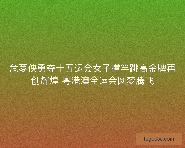 危菱侠勇夺十五运会女子撑竿跳高金牌再创辉煌 粤港澳全运会圆梦腾飞